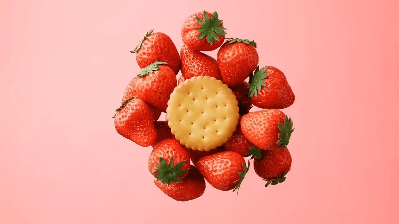 Seedance 2.5 output — Fruity Biscuit Product Ad